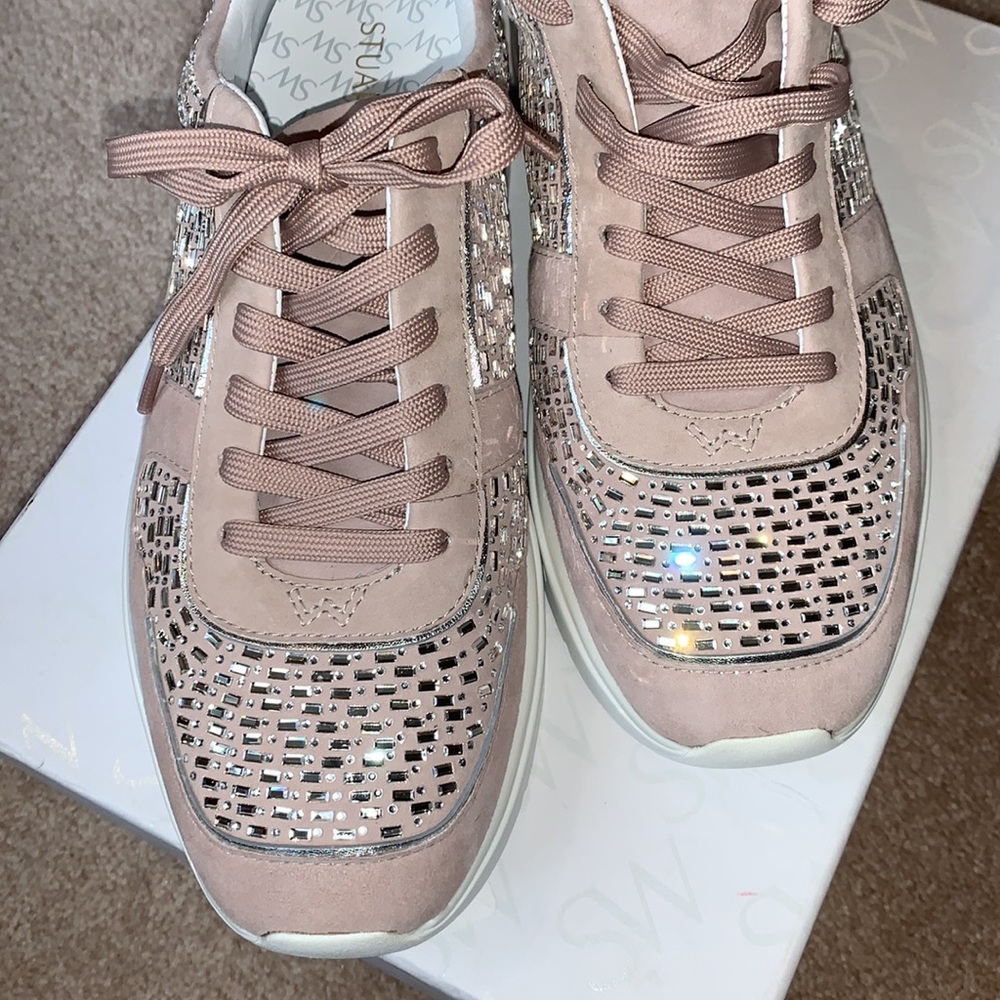 🌼HP🌼Stuart Weitzman Christa Crystal Platform Sneakers NWT Blush color
